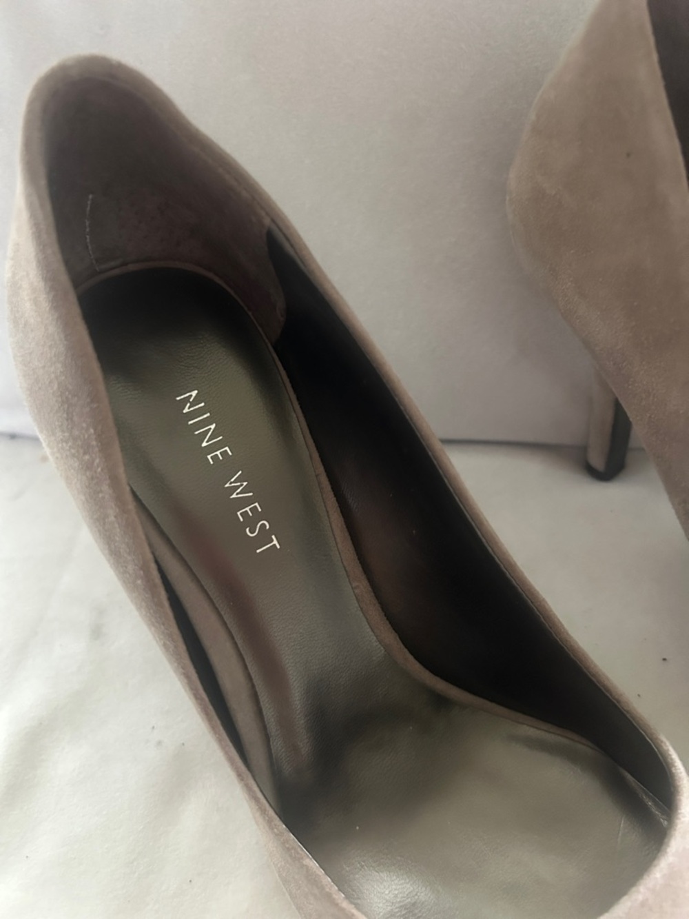 Nine West Taupe Suede Pointed Pumps - Picture 2 of 8